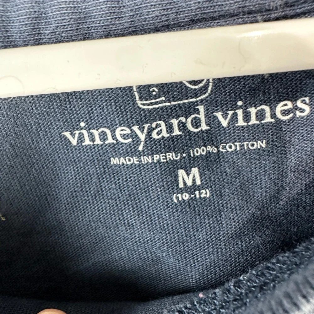 Vineyard Vines Kids Navy Blue Long Sleeve Tee Turkey Chef T-giving  Size M 10-12